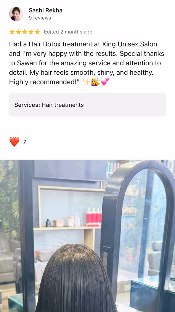 Google review — Sashi Rekha, hair botox treatment