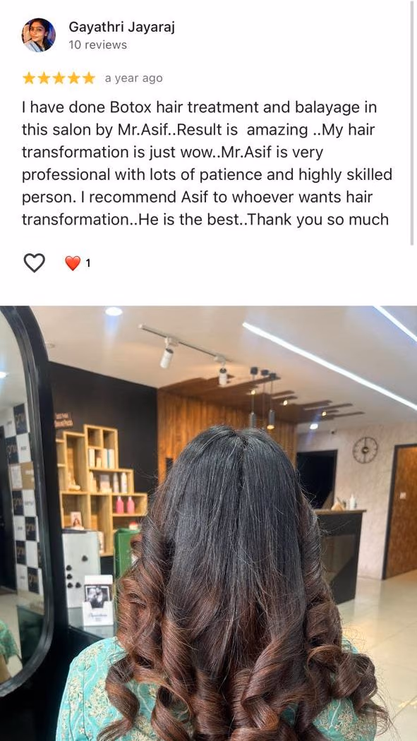 Google review — Gayathri Jayaraj, balayage
